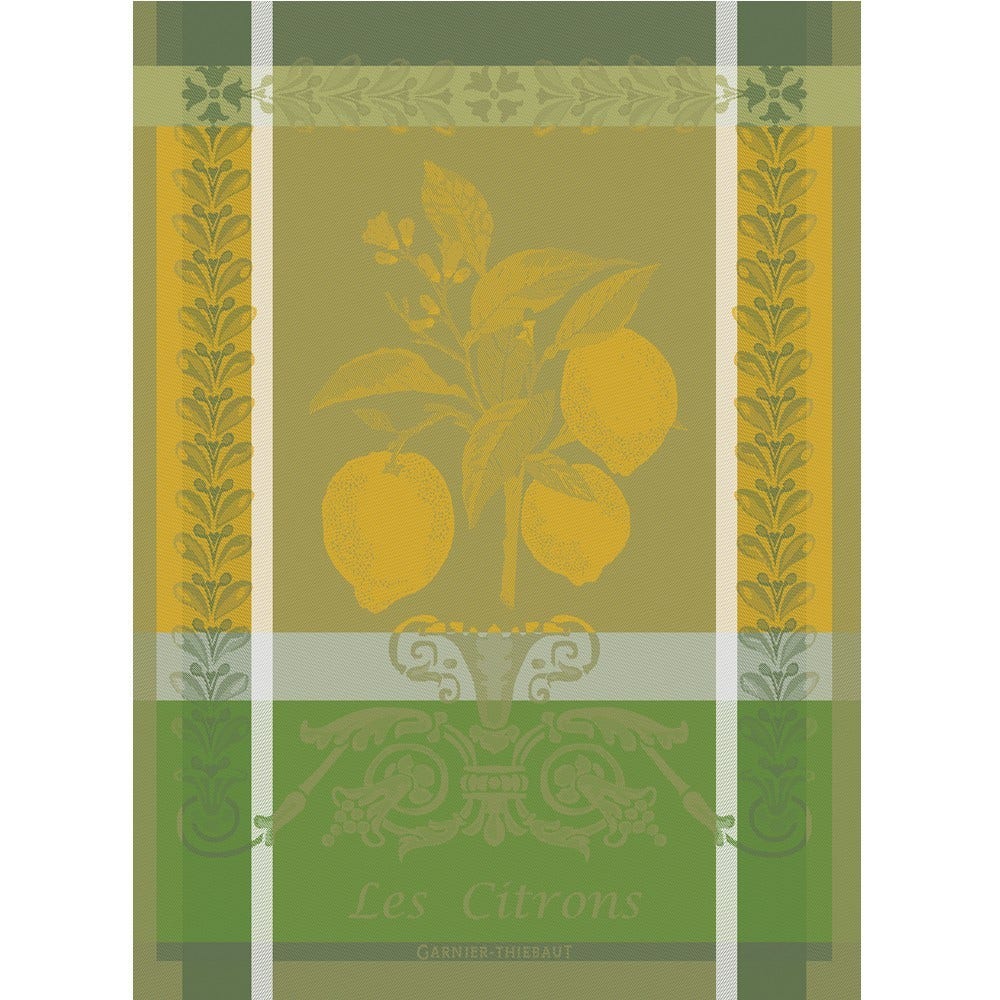 Garnier Thiebaut kitchen dish tea cotton woven towel: Citron Zeste Lemon