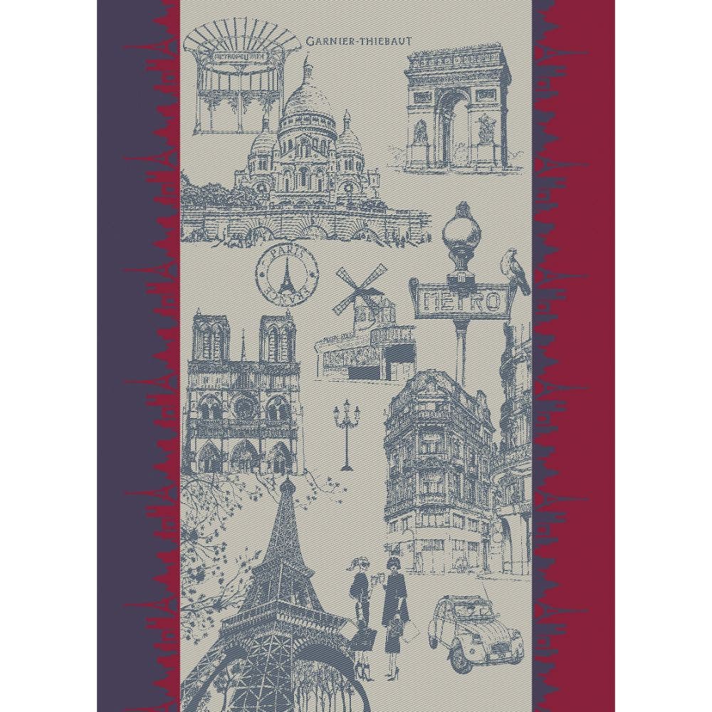 Garnier Thiebaut kitchen dish tea cotton woven towel: J'Aime Paris Tricolore