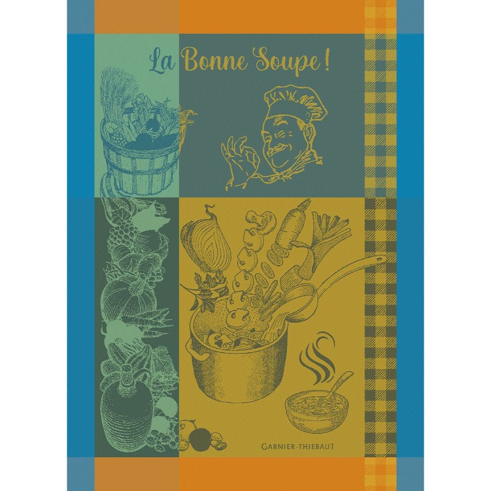 Garnier Thiebaut kitchen dish tea cotton woven towel: La Bonne Soupe