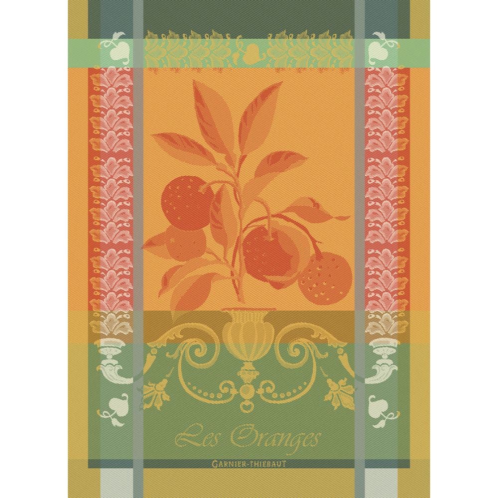 Garnier Thiebaut kitchen dish tea cotton woven towel: Les Oranges Mandarine