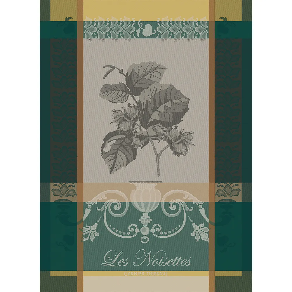 Garnier Thiebaut kitchen dish tea cotton woven towel: Les Noisettes Hazelnut