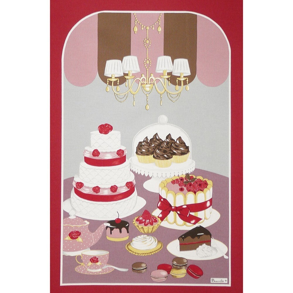 BEAUVILLE French Kitchen Dish Towel Tea Time Cakes Macarons Food Foodie Gift New