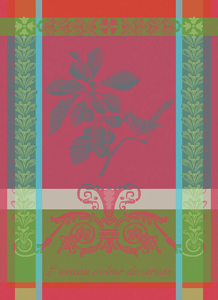 Garnier Thiebaut kitchen dish tea cotton woven towel: Voleur de Cerises Cherries