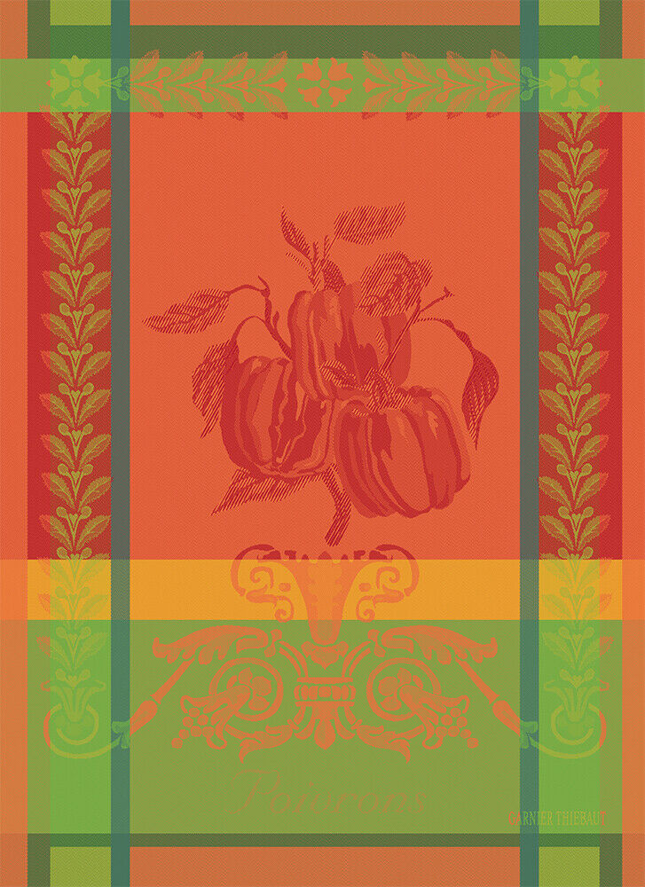 Garnier Thiebaut kitchen dish tea cotton woven towel: Poivron Red Bell Pepper