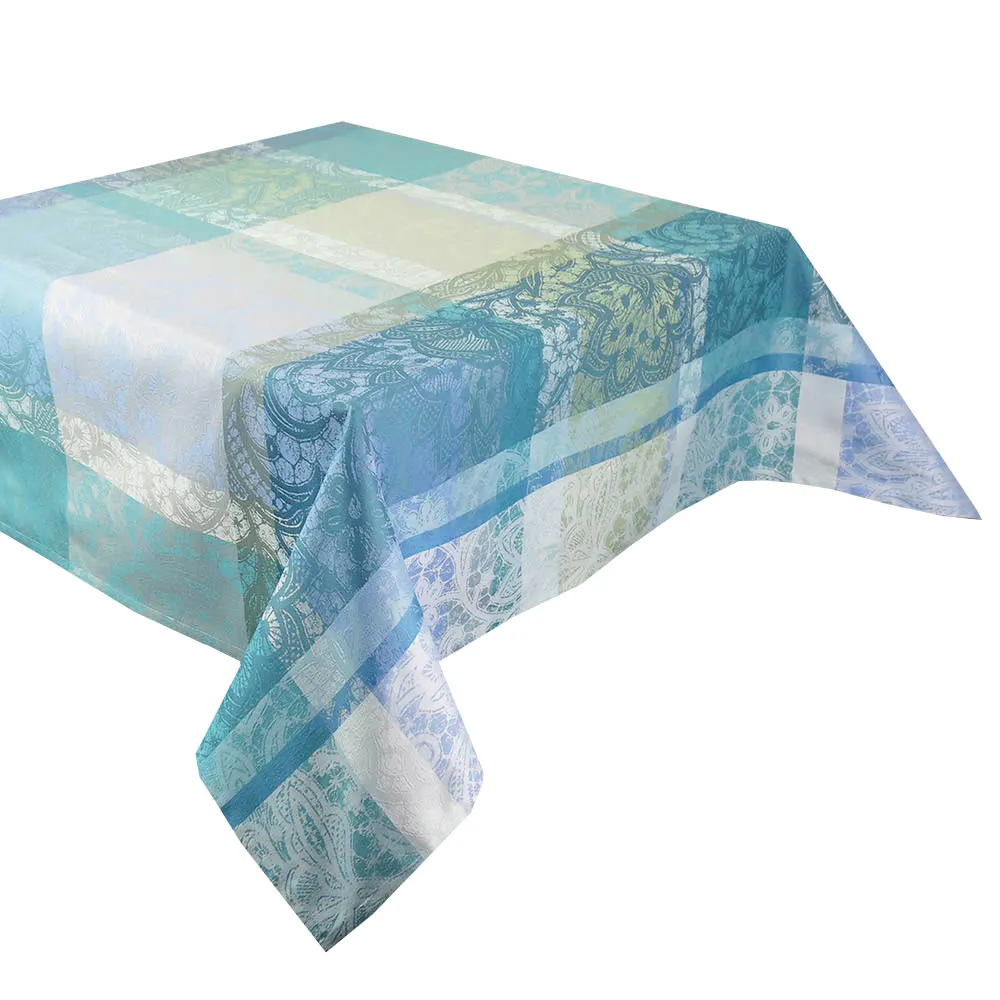 Garnier Thiebaut cotton Jacquard woven coated tablecloth 69" x 69": Mille Dentelle