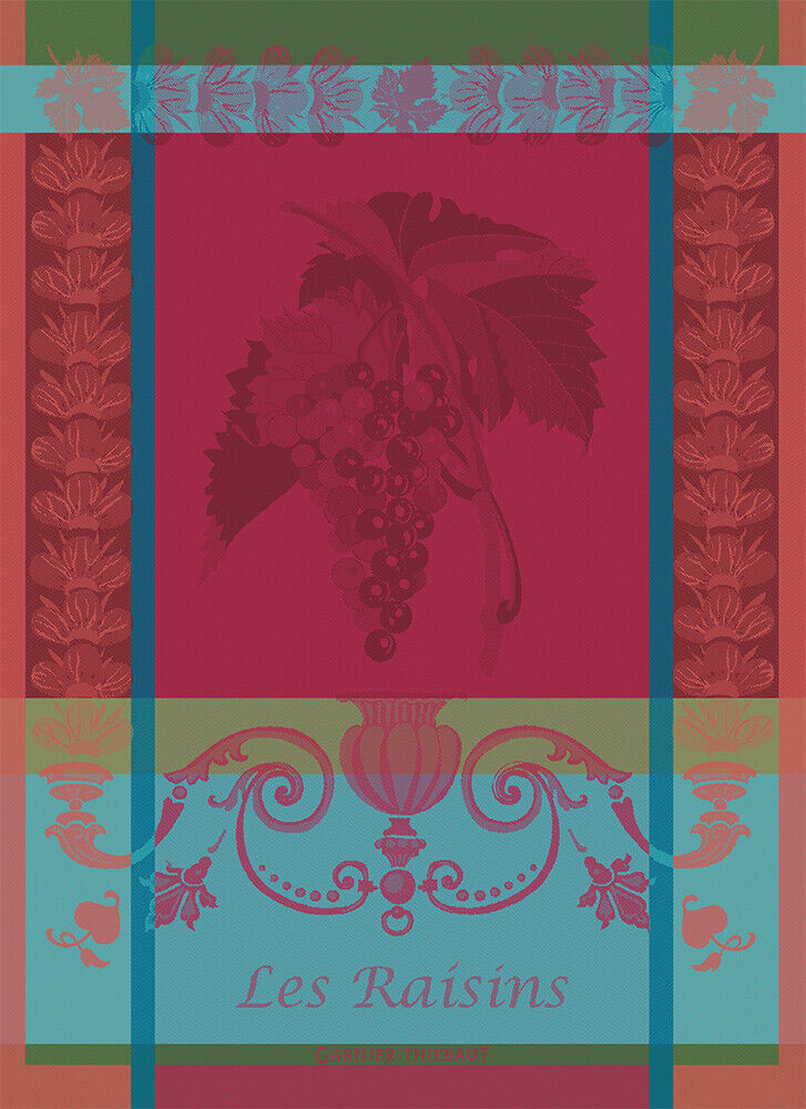 Garnier Thiebaut kitchen dish tea cotton woven towel: Les Raisins Grapes