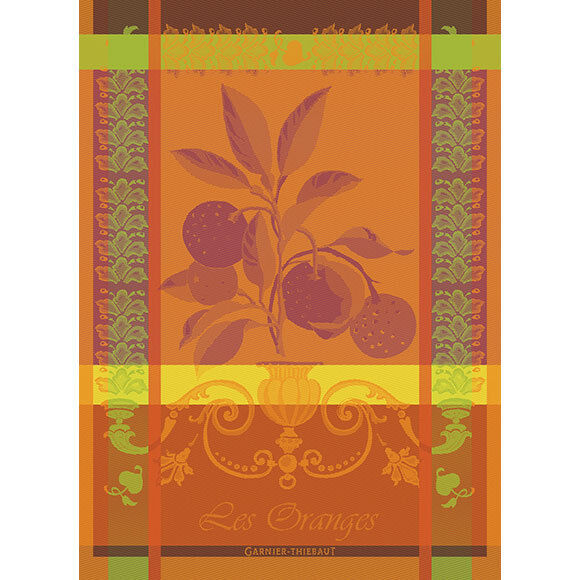 Garnier Thiebaut kitchen dish tea cotton woven towel: Les Oranges