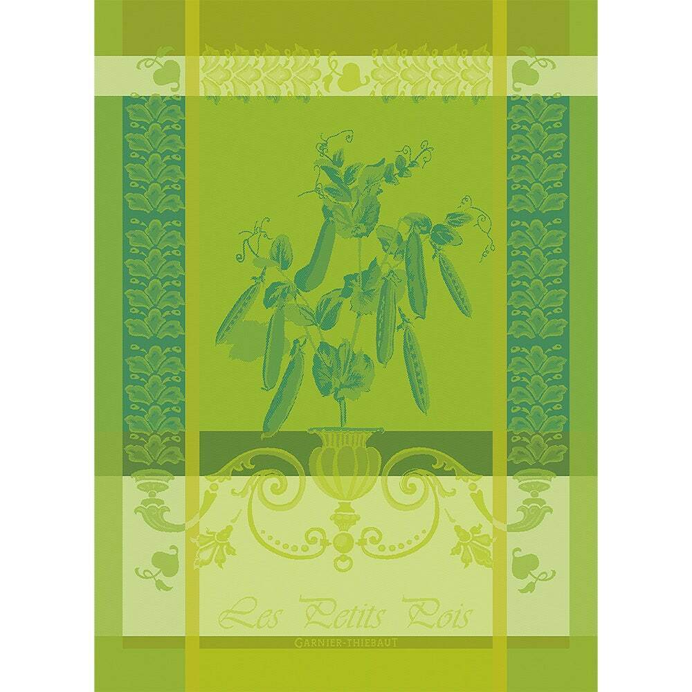 Garnier Thiebaut kitchen dish tea cotton woven towel: Petits Pois Green Peas