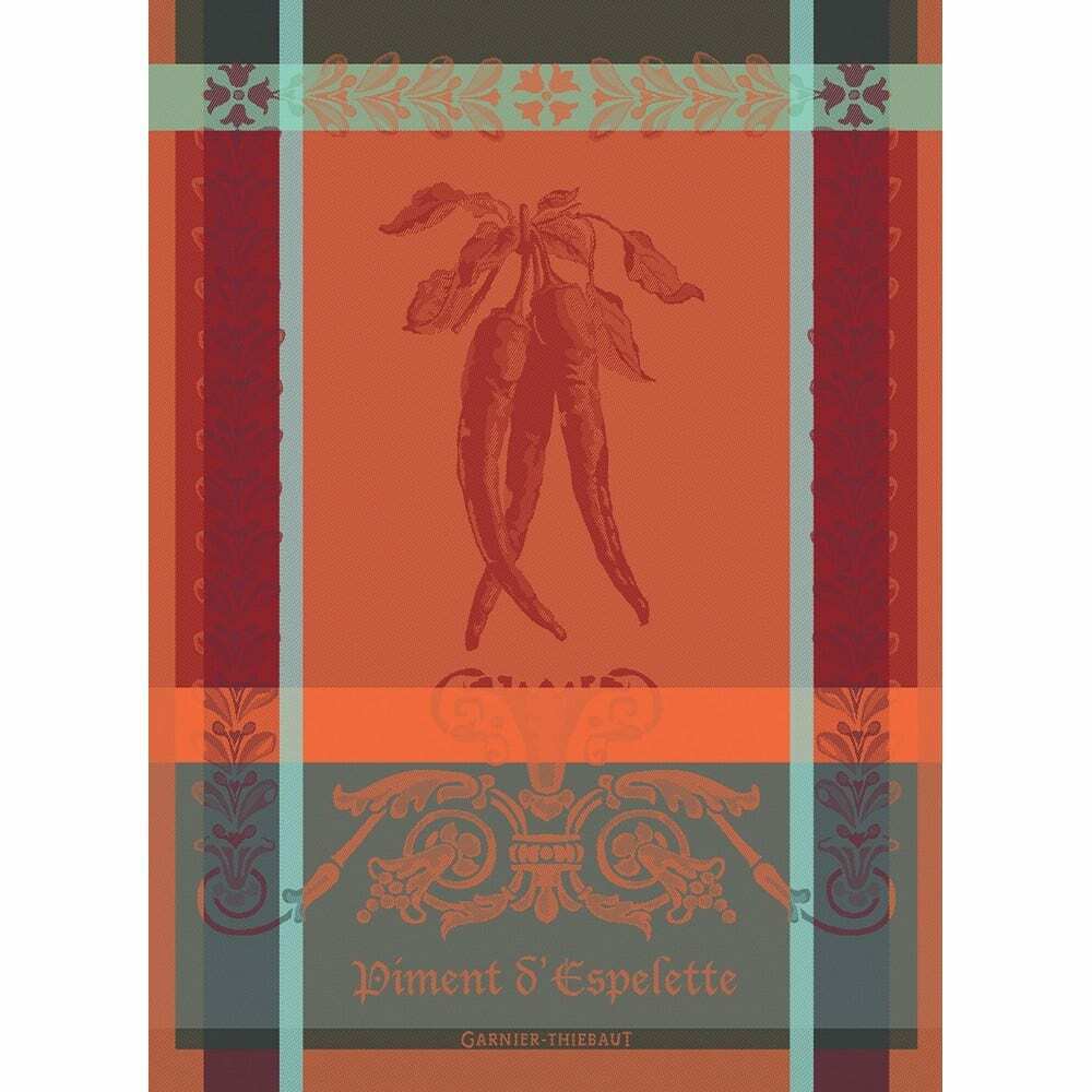 Garnier Thiebaut kitchen dish tea cotton woven towel: Piment d'Espelette