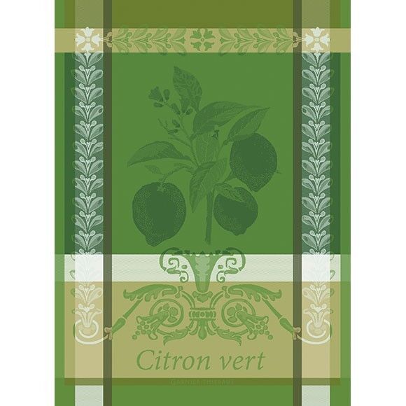 Garnier Thiebaut kitchen dish tea cotton woven towel: Citron Vert Lime