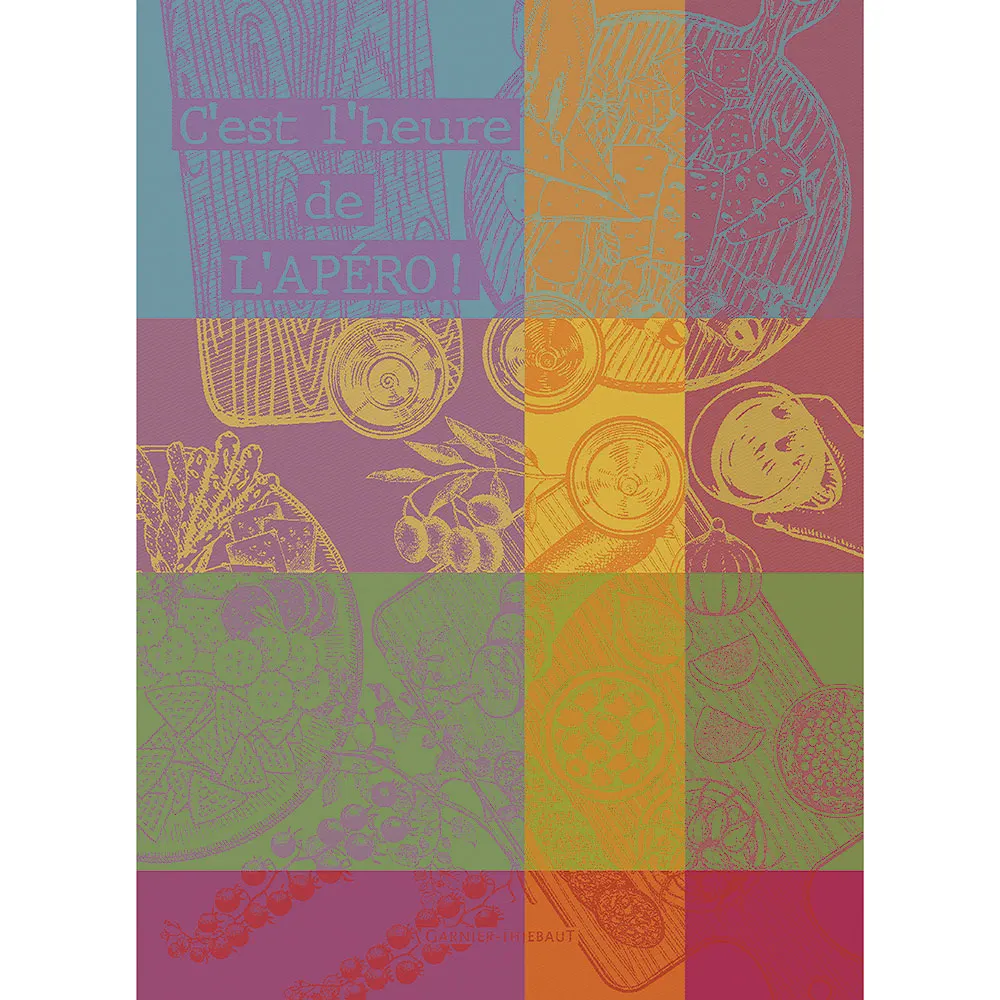 Garnier Thiebaut kitchen dish tea cotton woven towel: Aperitif