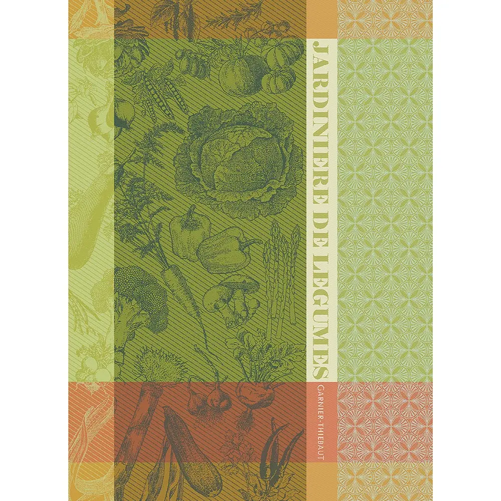 Garnier Thiebaut kitchen dish tea cotton woven towel: Jardiniere Vert