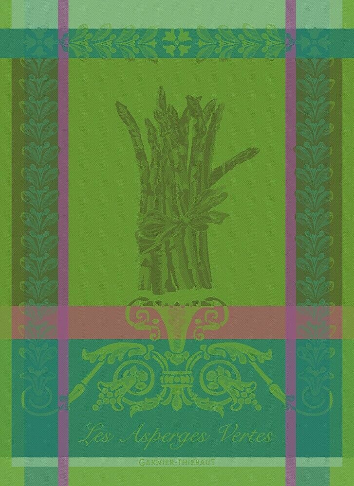 Garnier Thiebaut kitchen dish tea cotton woven towel: Asparagus