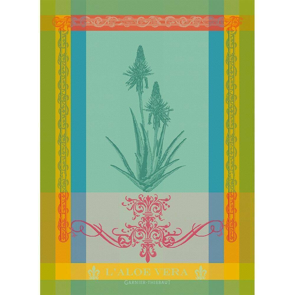 Garnier Thiebaut kitchen dish tea cotton woven towel: Aloe Vera