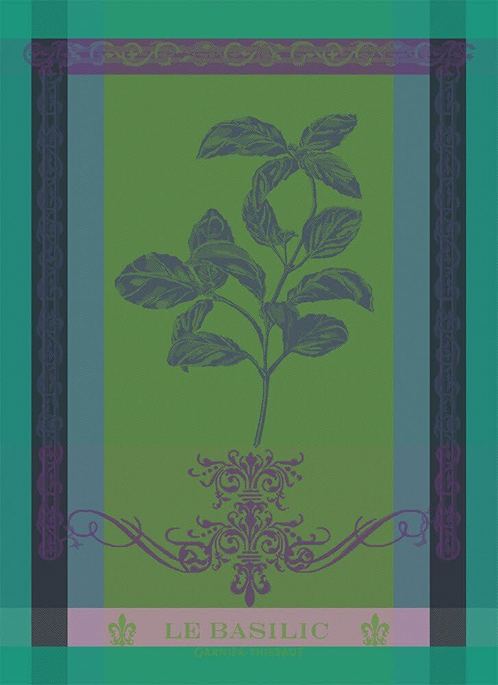Garnier Thiebaut kitchen dish tea cotton woven towel: Basil