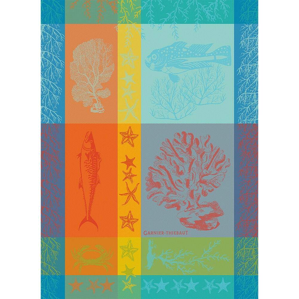Garnier Thiebaut kitchen dish tea cotton woven towel: Grande Maree Normandie