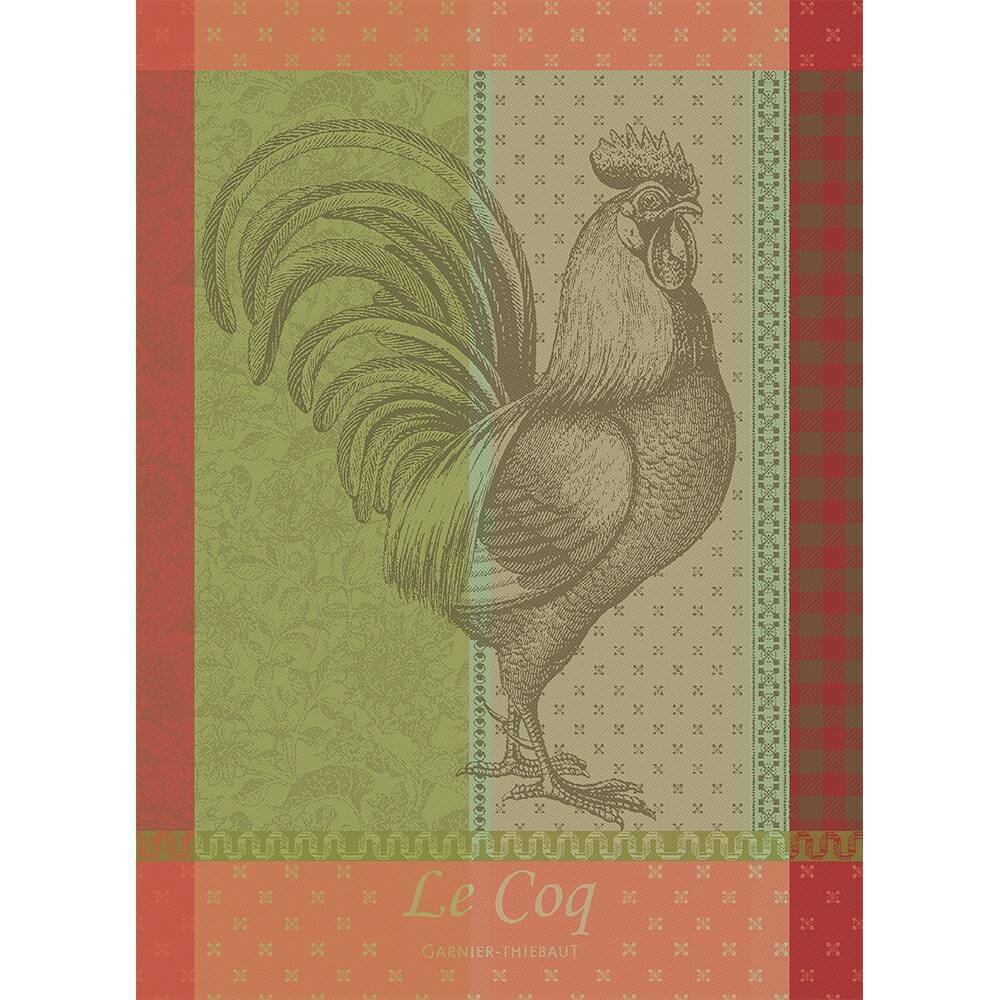 Garnier Thiebaut kitchen dish tea cotton woven towel: Le Coq Rooster