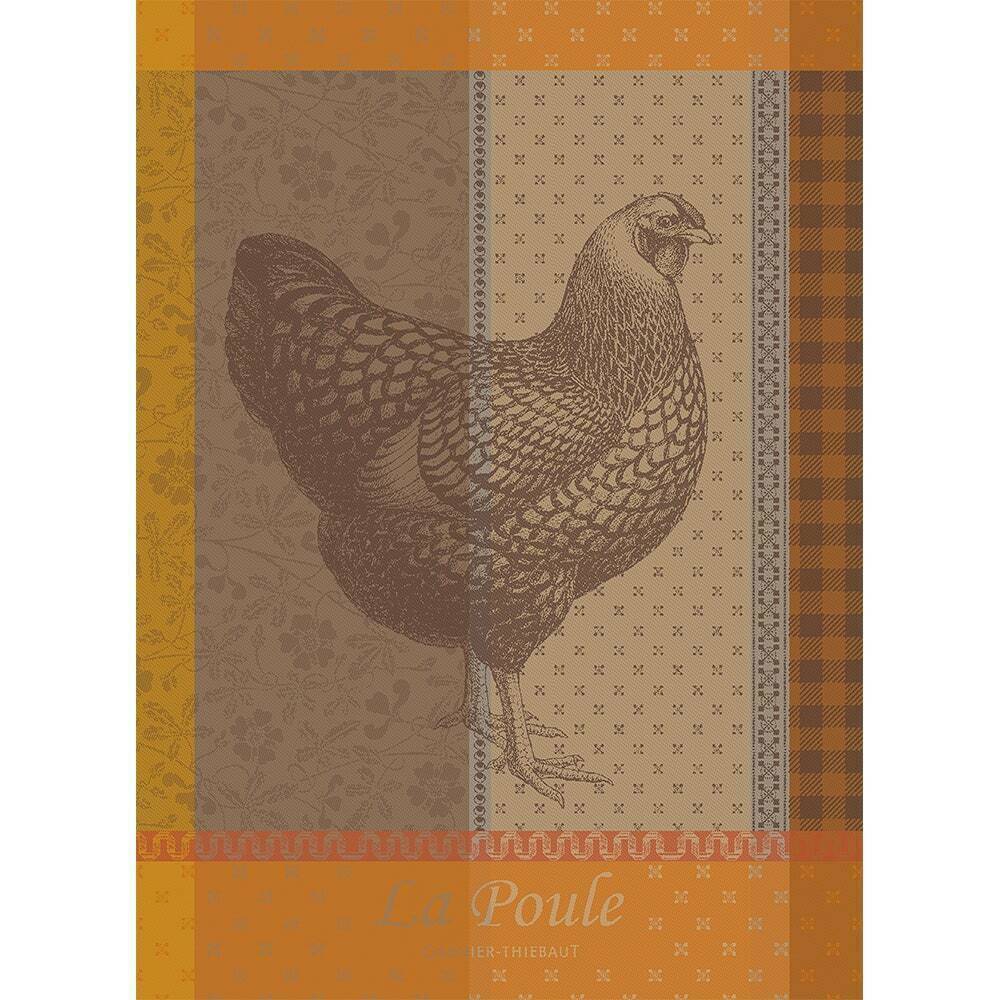 Garnier Thiebaut kitchen dish tea cotton woven towel: La Poule Chicken