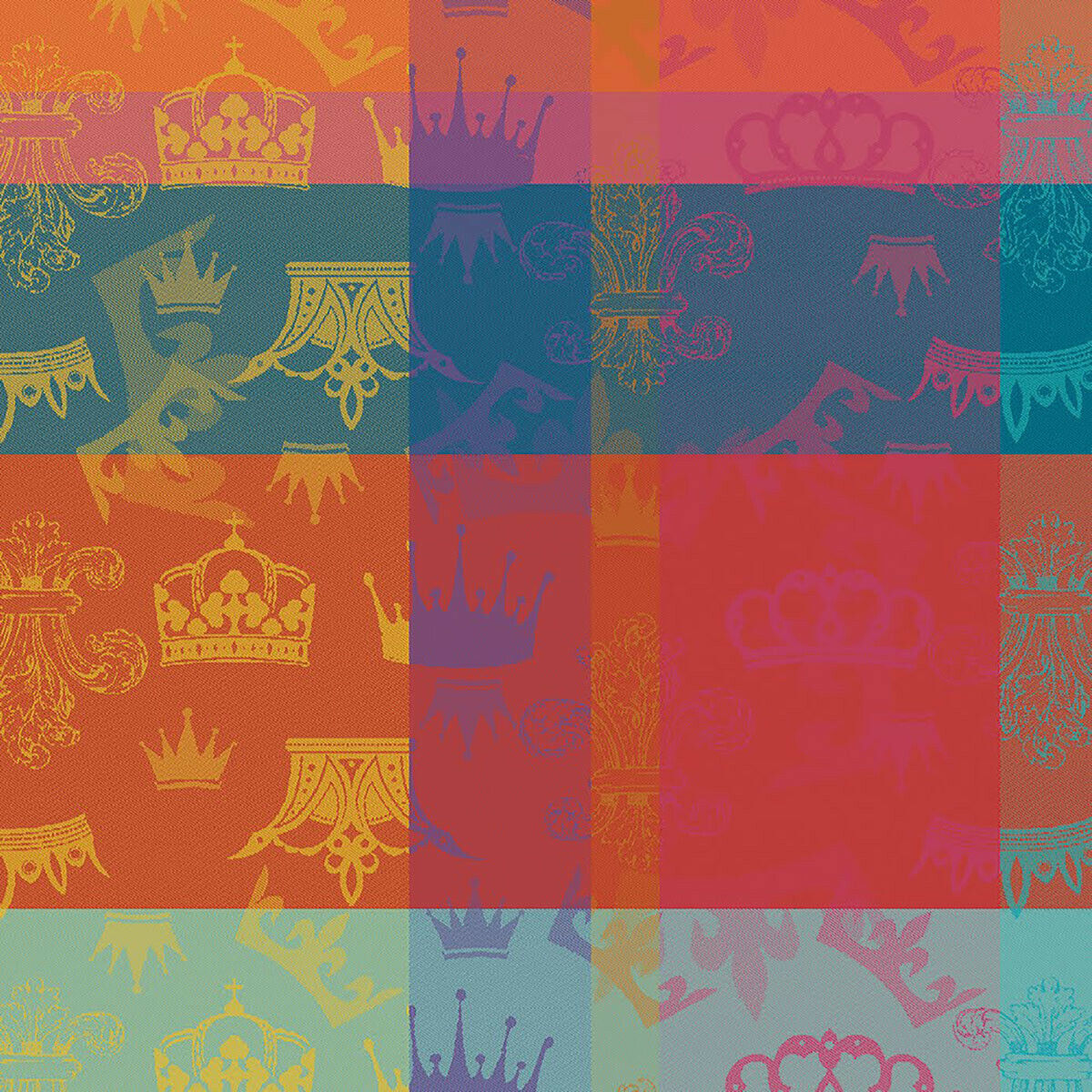 4 Garnier Thiebaut cotton Jacquard woven napkins: Couronnes Royal Crown