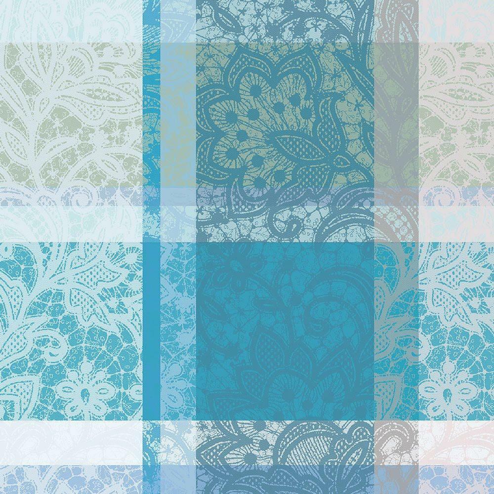 4 Garnier Thiebaut cotton Jacquard woven napkins: Mille Dentelles Lace Turquoise