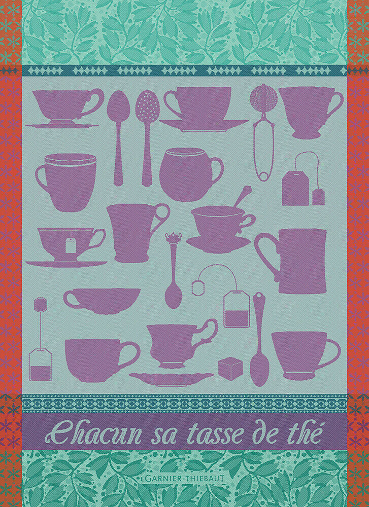 Garnier Thiebaut kitchen dish tea cotton woven towel: Chacun sa Tasse Cups of Tea
