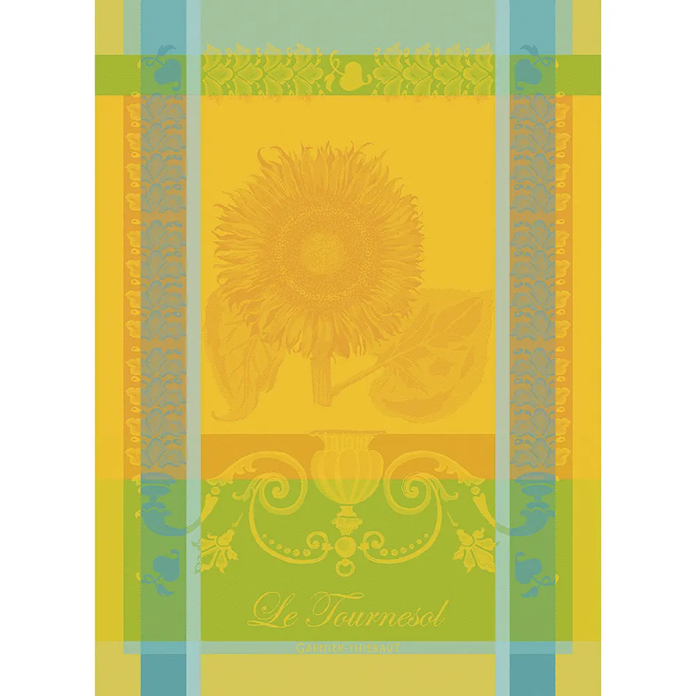 Garnier Thiebaut kitchen dish tea cotton woven towel: Le Tournesol Soleil Sunflower