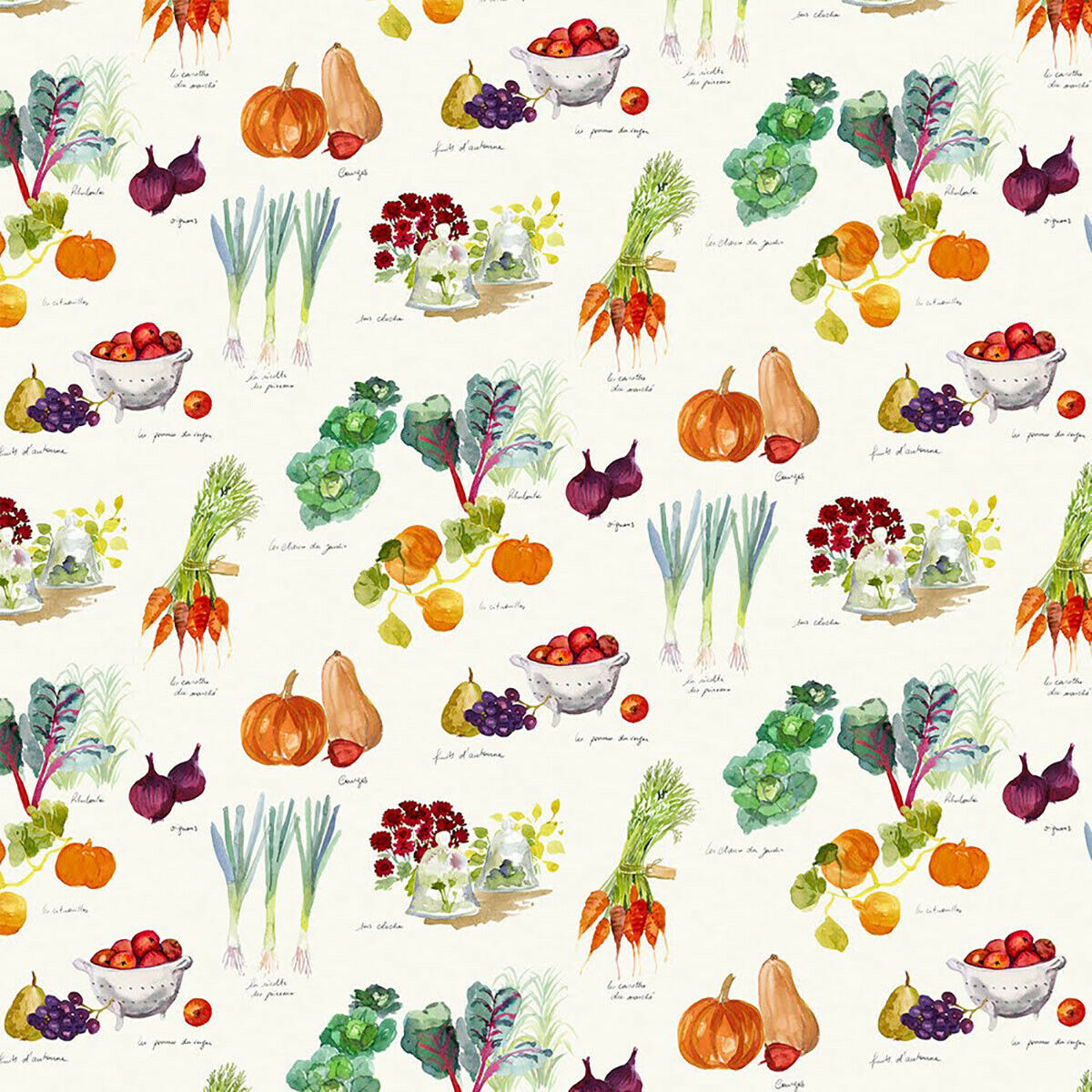Copy of Garnier Thiebaut cotton linen Jacquard stain resistant tablecloth 61" x 61": Mille Jardin Potager