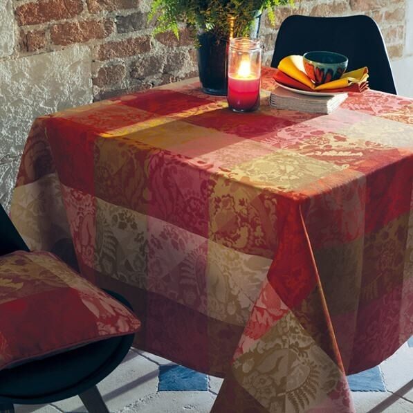 Garnier Thiebaut cotton Jacquard woven tablecloth 71 x 98": Mille Ani Radieux