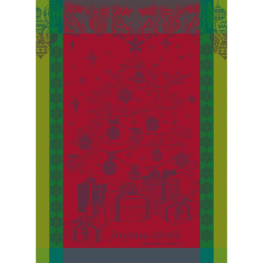 Garnier Thiebaut kitchen dish tea cotton woven towel: Reveillon Noel Christmas