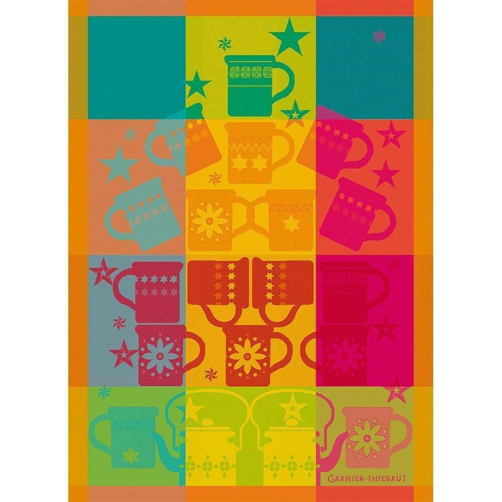 Garnier Thiebaut kitchen dish tea cotton woven towel: Mug Celebration