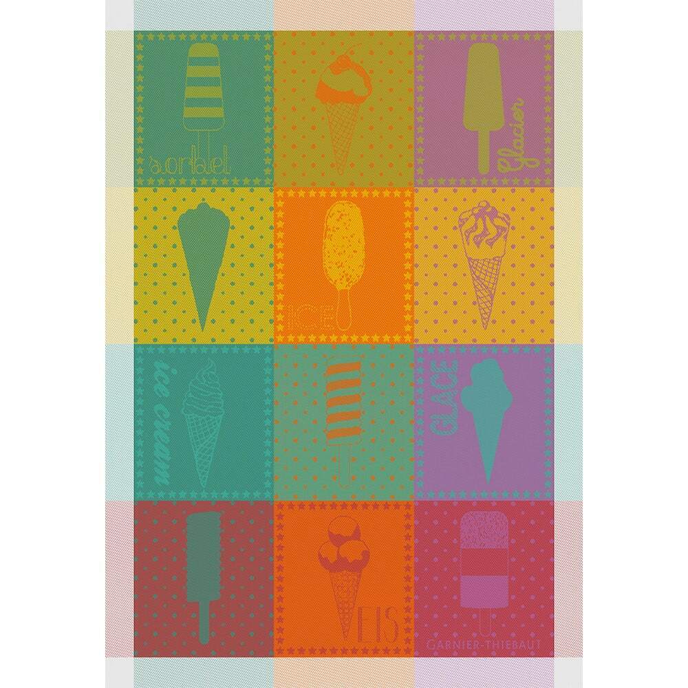 Garnier Thiebaut kitchen dish tea cotton woven towel: Cornet De Glace Frutti