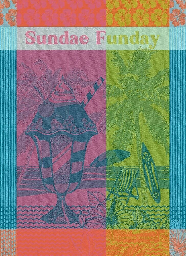 Garnier Thiebaut kitchen dish tea cotton woven towel: Sundae Funday