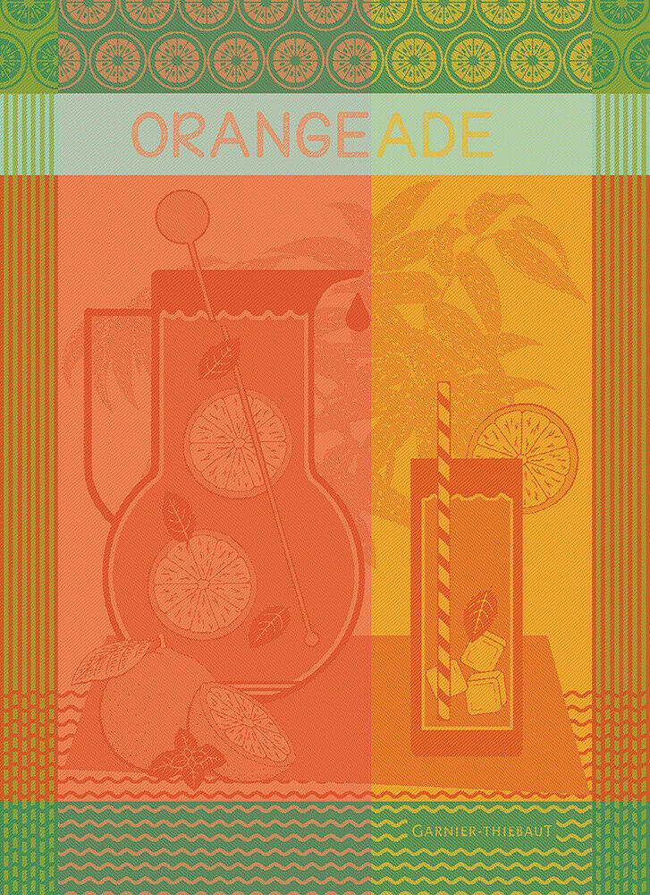 Garnier Thiebaut kitchen dish tea cotton woven towel: Orangeade