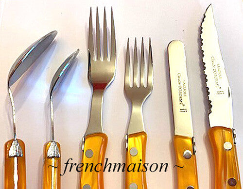 CLAUDE DOZORME Laguiole French 6-PC Flatware Silverware Steak Knife Spoon Fork