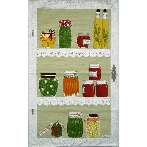 BEAUVILLE French Kitchen Dish Tea Towel Les Bocaux Jam Preserve Jar Hand-Printed