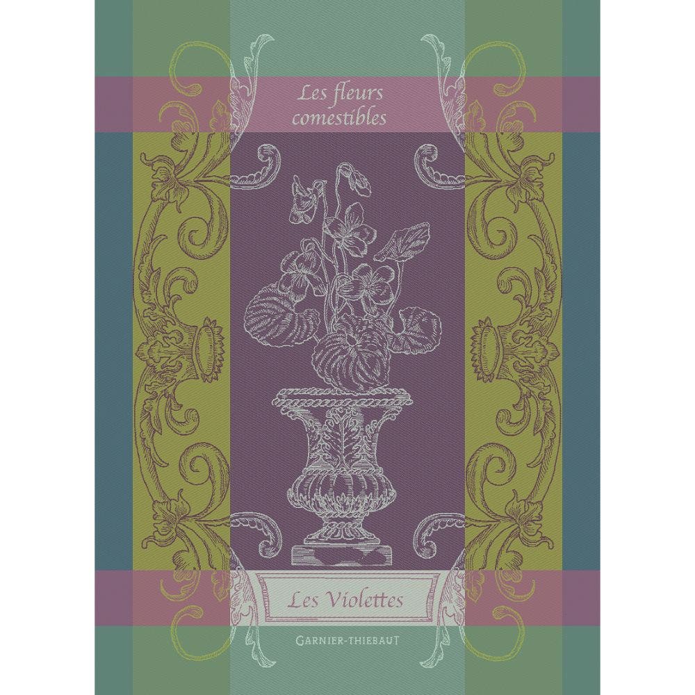 Garnier Thiebaut kitchen dish tea cotton woven towel: Les Violettes