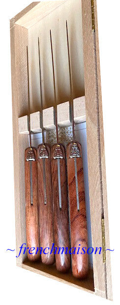 CLAUDE DOZORME Laguiole Berlingot French 4 STEAK KNIFE Gift Box Set Exotic Wood