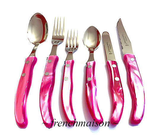 CLAUDE DOZORME Laguiole French 6-PC Flatware Silverware Steak Knife Spoon Fork