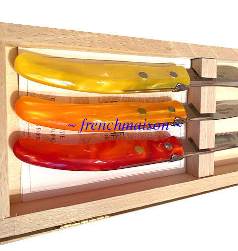 CLAUDE DOZORME French BREAKFAST Picnic Cheese Jam Bread Knife Gift Set Spring Colors