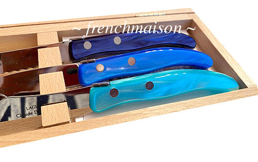 CLAUDE DOZORME French BREAKFAST Picnic Cheese Jam Bread Knife Gift Set Blue Green