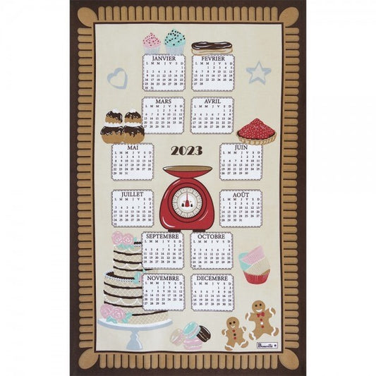BEAUVILLE French Kitchen Towel GOURMAND Calendar 2023 Cakes Food Foodie