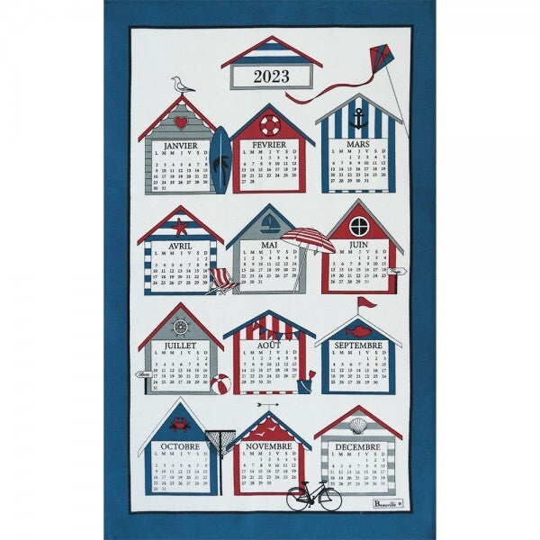 BEAUVILLE French Kitchen Towel DEAUVILLE Calendar 2023 Ocean Sea Beach Boat Gift