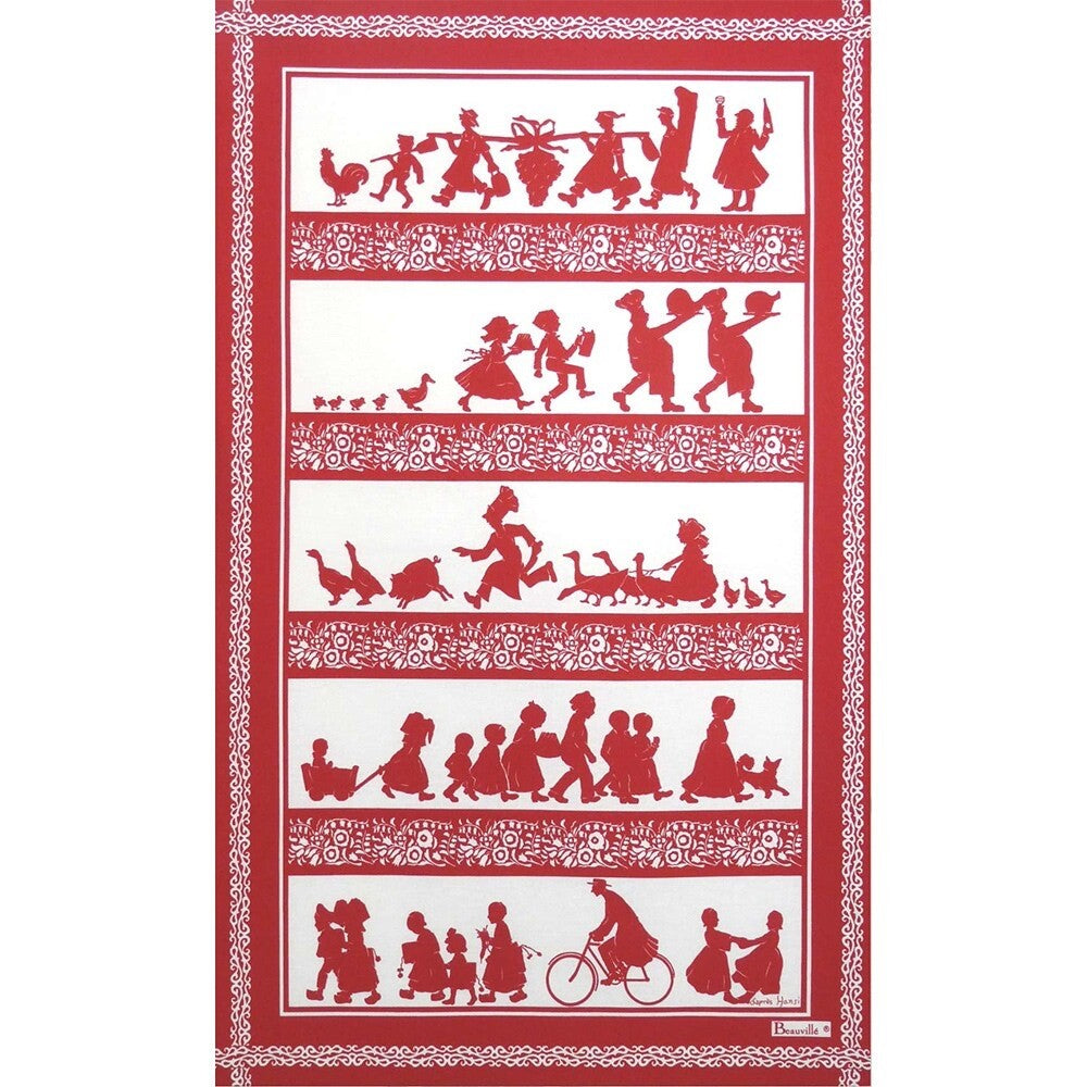 BEAUVILLE French Kitchen Dish Tea Towel SILHOUETTES Alsatian Alsace Life