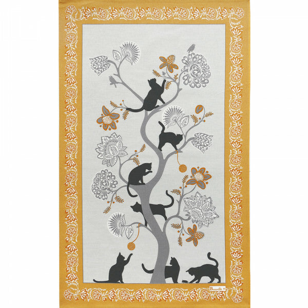 BEAUVILLE French Kitchen Dish Tea Towel Felix Cute Cat Animal Lover Hand-Printed