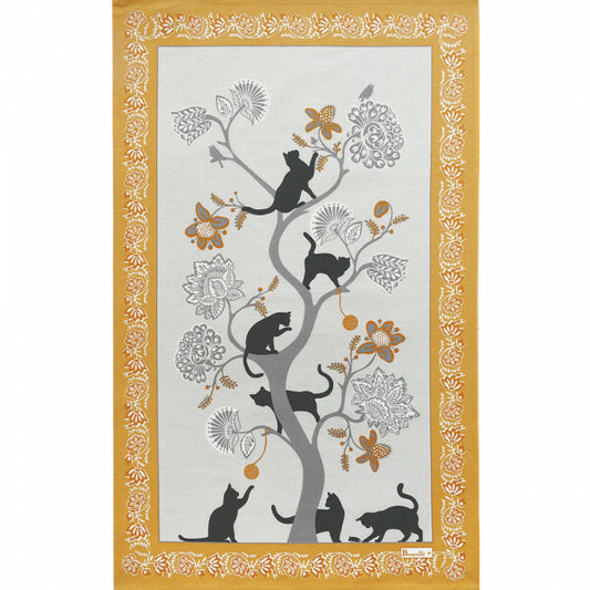 BEAUVILLE French Kitchen Dish Tea Towel Felix Cute Cat Animal Lover Hand-Printed