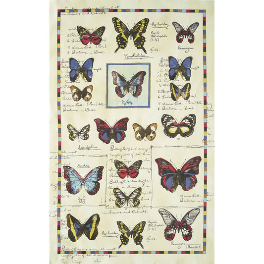 BEAUVILLE French Kitchen Dish Tea Towel Butterfly Nature Papillons Hand-Printed