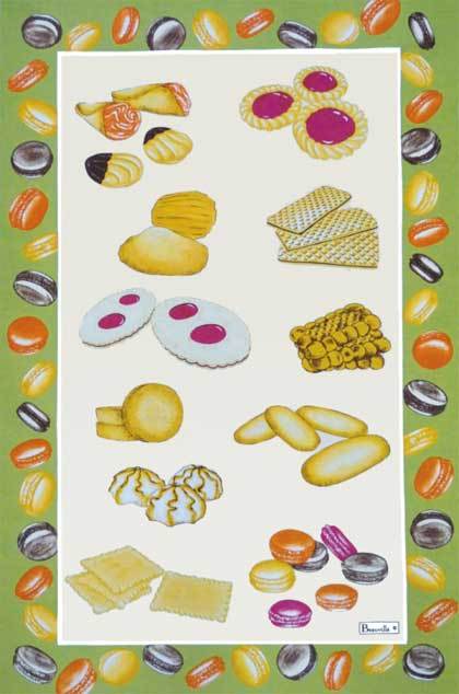BEAUVILLE Dish TOWEL FRENCH Gourmet Pastries Cookies Macaroons PATISSERIE