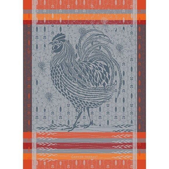 Garnier Thiebaut kitchen dish tea cotton woven towel: Le Coq Rooster