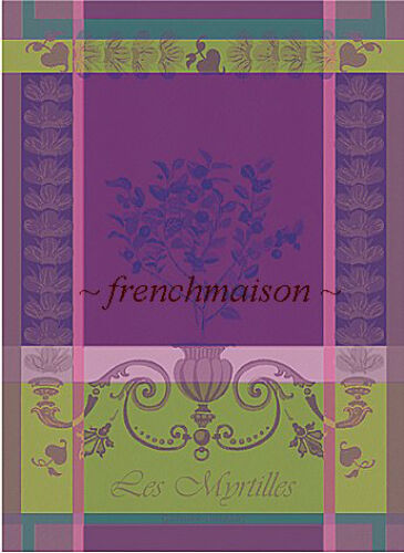 Garnier Thiebaut kitchen dish tea cotton woven towel: Myrtilles Blueberry