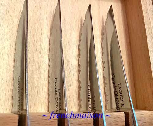 CLAUDE DOZORME Laguiole French STEAK KNIVES Berlingot Gift Box Set Ribbon New